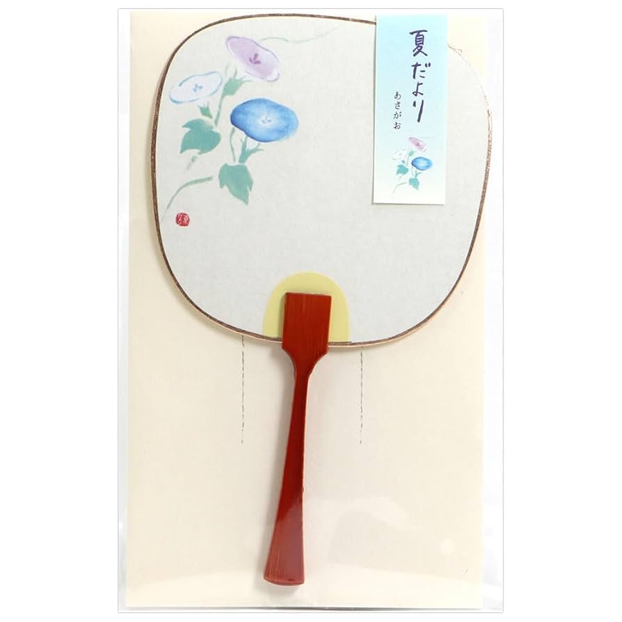 Amazon | グリーティングカード 多目的 夏だよりうちわ あさがお